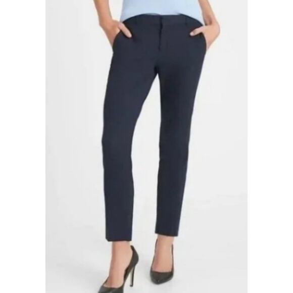 Banana Republic Womens Hampton Fit Navy Cotton Cropped Preppy Pants Size 4 - Picture 1 of 16